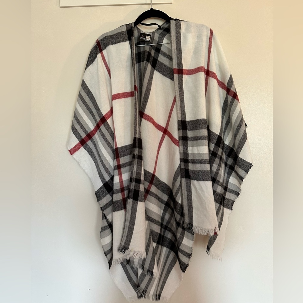 Women’s Scarf/Wrap - Cream Plaid/Check - One Size